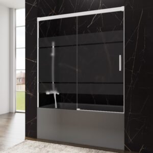 Mampara de bañera GME BASIC 1 fijo + 1 corredera Blanco Frost Plus