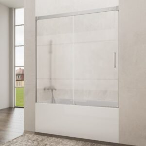 Mampara de bañera GME BASIC 1 fijo + 1 corredera Cromo Frost Plus