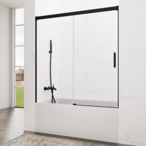 Mampara de bañera GME BASIC 1 fijo + 1 corredera Negro Transparente