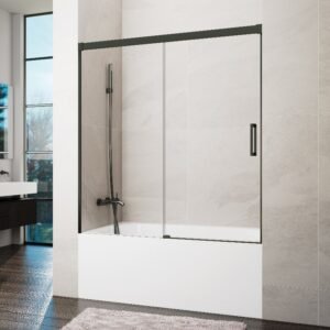 Mampara de bañera GME BASIC 1 fijo + 1 corredera Titanio Transparente