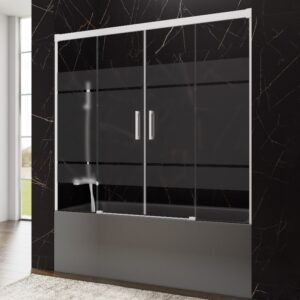 Mampara de bañera GME BASIC 2 fijos + 2 correderas Blanco Frost Plus