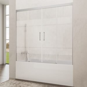 Mampara de bañera GME BASIC 2 fijos + 2 correderas Cromo Frost Plus