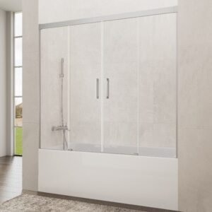 Mampara de bañera GME BASIC 2 fijos + 2 correderas Cromo Transparente