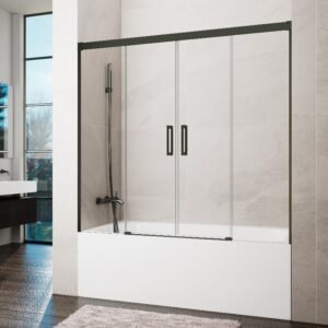 Mampara de bañera GME BASIC 2 fijos + 2 correderas Titanio Transparente
