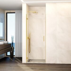 Mampara de ducha GME GLASS A abatible (1 puerta) Oro Transparente