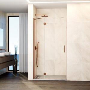 Mampara de ducha GME GLASS C abatible (1 fijo + 1 puerta) Cobre Transparente