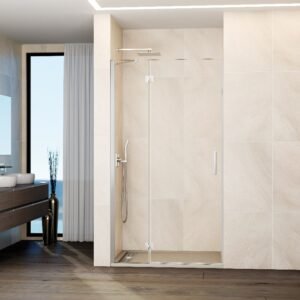 Mampara de ducha GME GLASS C abatible (1 fijo + 1 puerta) Cromo Transparente