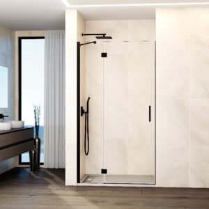Mampara de ducha GME GLASS C abatible (1 fijo + 1 puerta) Negro Transparente