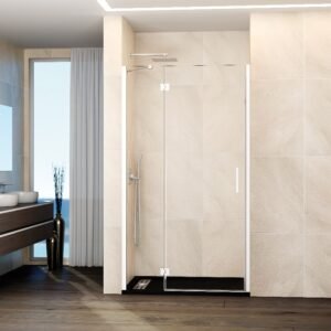 Mampara de ducha GME GLASS D abatible (1 fijo + 1 puerta) Blanco Transparente