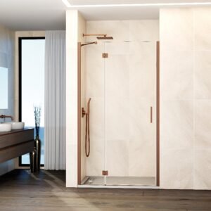 Mampara de ducha GME GLASS D abatible (1 fijo + 1 puerta) Cobre Transparente