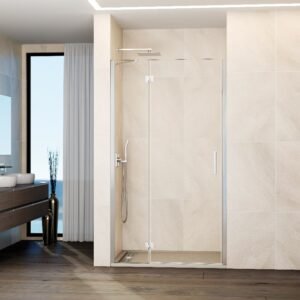 Mampara de ducha GME GLASS D abatible (1 fijo + 1 puerta) Cromo Transparente