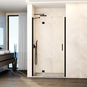 Mampara de ducha GME GLASS D abatible (1 fijo + 1 puerta) Negro Transparente