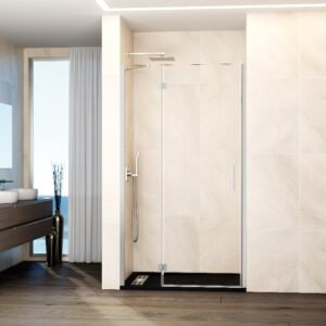 Mampara de ducha GME GLASS D abatible (1 fijo + 1 puerta) Níquel Transparente