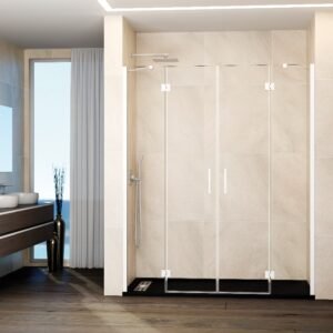 Mampara de ducha GME GLASS G abatible (2 fijos + 2 puertas) Blanco Transparente