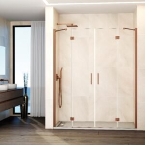 Mampara de ducha GME GLASS G abatible (2 fijos + 2 puertas) Cobre Transparente