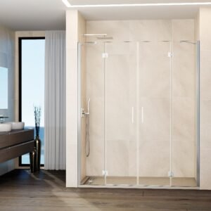 Mampara de ducha GME GLASS G abatible (2 fijos + 2 puertas) Cromo Transparente