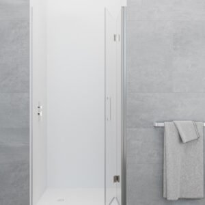 Mampara de ducha GME GLASS plegable C1 (1 fijo + 1 puerta) Cromo Transparente