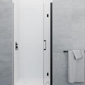 Mampara de ducha GME GLASS plegable C1 (1 fijo + 1 puerta) Negro Transparente