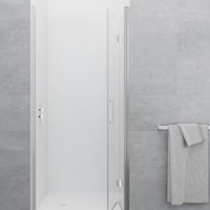 Mampara de ducha GME GLASS plegable C2 (1 fijo + 1 puerta) Cromo Transparente