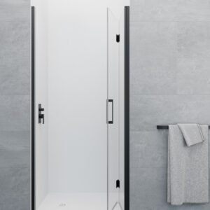 Mampara de ducha GME GLASS plegable C2 (1 fijo + 1 puerta) Negro Transparente
