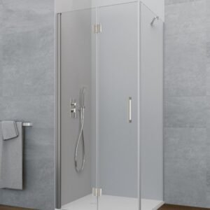 Mampara de ducha GME GLASS plegable + lateral fijo Cromo Transparente