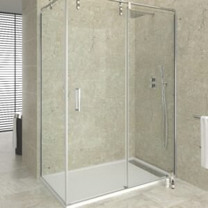 Mampara de ducha GME MOVING frontal + lateral fijo Cromo Transparente