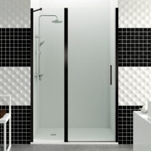 Mampara de ducha GME OPEN D abatible (1 fijo + 1 puerta) Negro Transparente