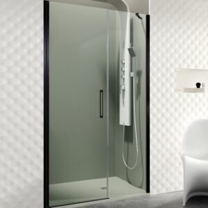 Mampara de ducha GME OPEN E abatible (1 fijo + 1 puerta) Negro Transparente