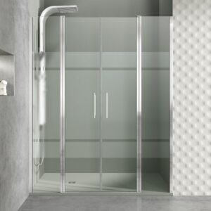 Mampara de ducha GME OPEN G abatible (2 fijos + 2 puertas) Cromo Frost Plus