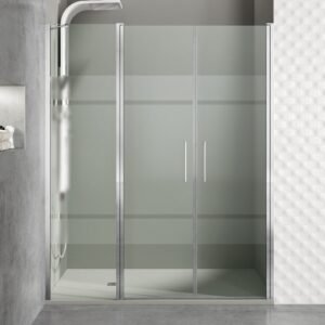 Mampara de ducha GME OPEN J abatible (1 fijo + 2 puertas) Cromo Frost Plus