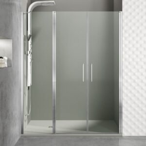 Mampara de ducha GME OPEN J abatible (1 fijo + 2 puertas) Cromo Transparente