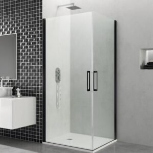 Mampara de ducha GME OPEN K angular abatible (2 puertas) Negro Transparente