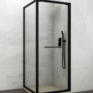 Mampara de ducha GME SPAZIO A plegable + lateral fijo Negro Transparente