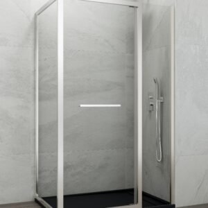 Mampara de ducha GME SPAZIO B plegable + lateral fijo Cromo Transparente