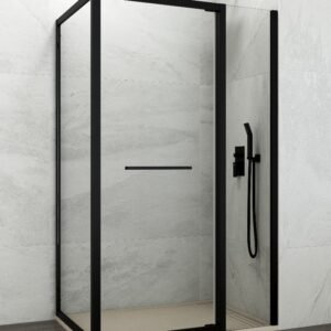 Mampara de ducha GME SPAZIO B plegable + lateral fijo Negro Transparente