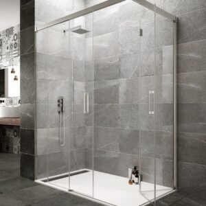 Mampara de ducha GME TANDEM angular corredera y plegable Cromo Transparente