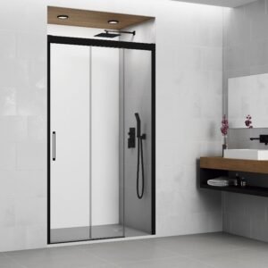 Mampara de ducha GME TRIO 1 fijo + 2 correderas Negro Transparente