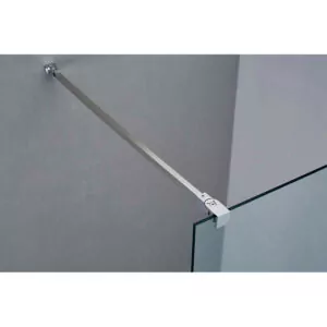 mampara de ducha con barra estabilizadora superior y panel fijo de cristal