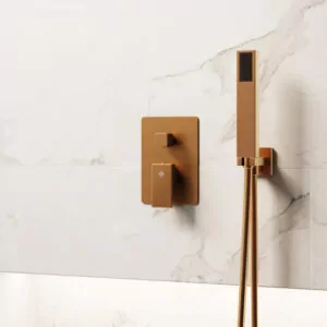 CONJUNTO EMPOTRAR 2/3 FUN. MONOMANDO ORION foto ambiental color cobre