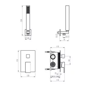 FICHA TECNICA CONJUNTO EMPOTRAR 2/3 FUN. MONOMANDO ORION